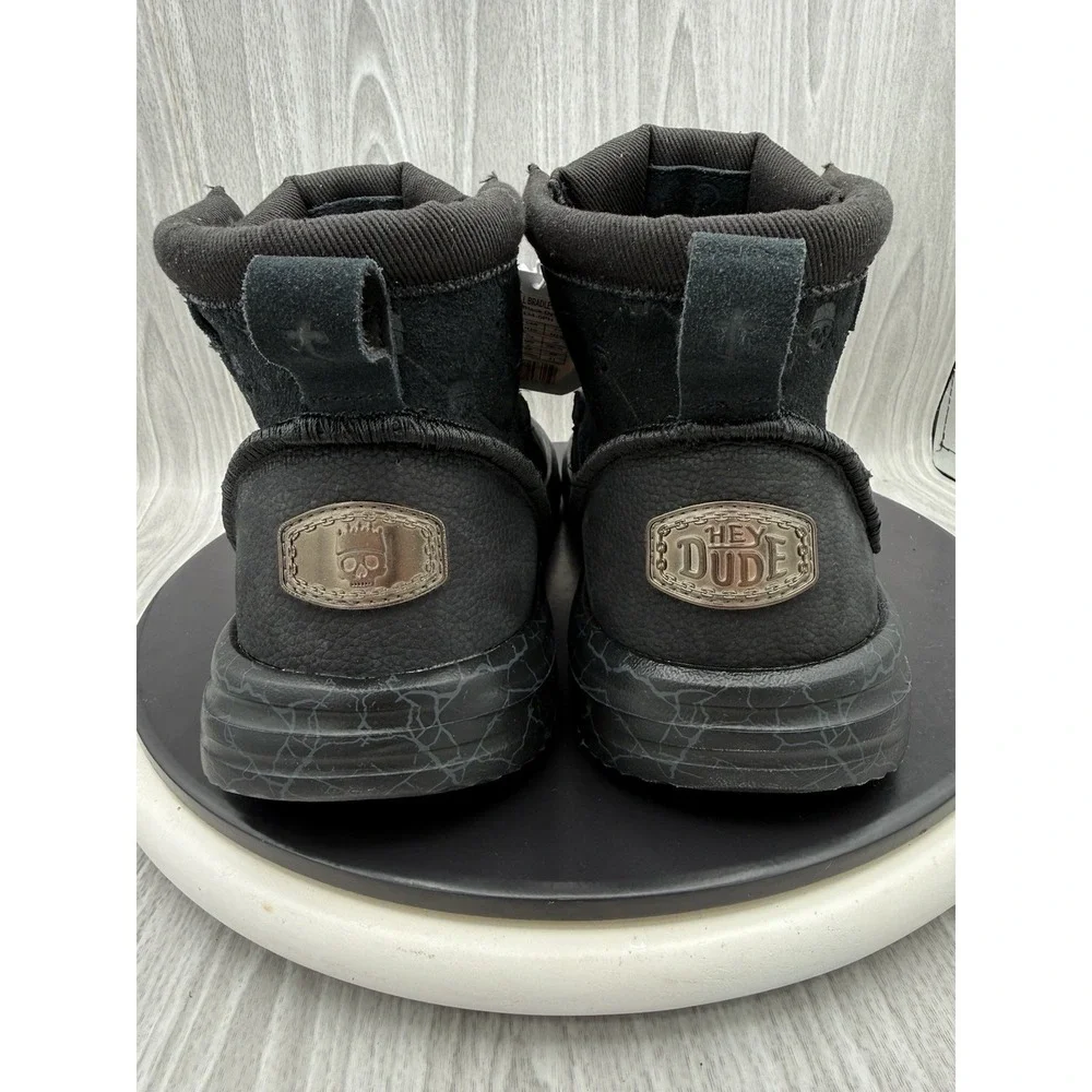 Hey Dude x Jelly Roll Mens Size 10 Black Suede Skull Chukka Ankle Boots Shoes